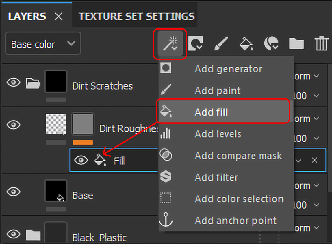 Figure 4.10 – Adding a fill layer to the Dirt Roughness mask
