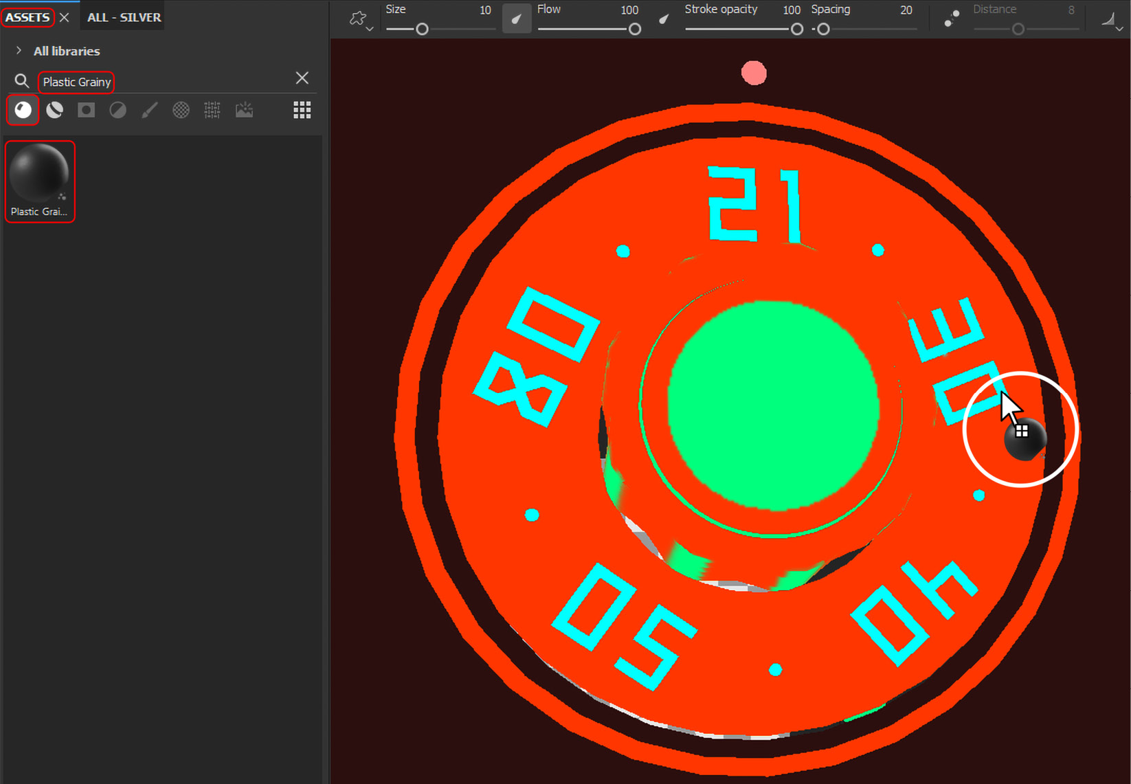 Figure 6.23 – Applying material to knob numbers in the TV_Parts Texture Set
