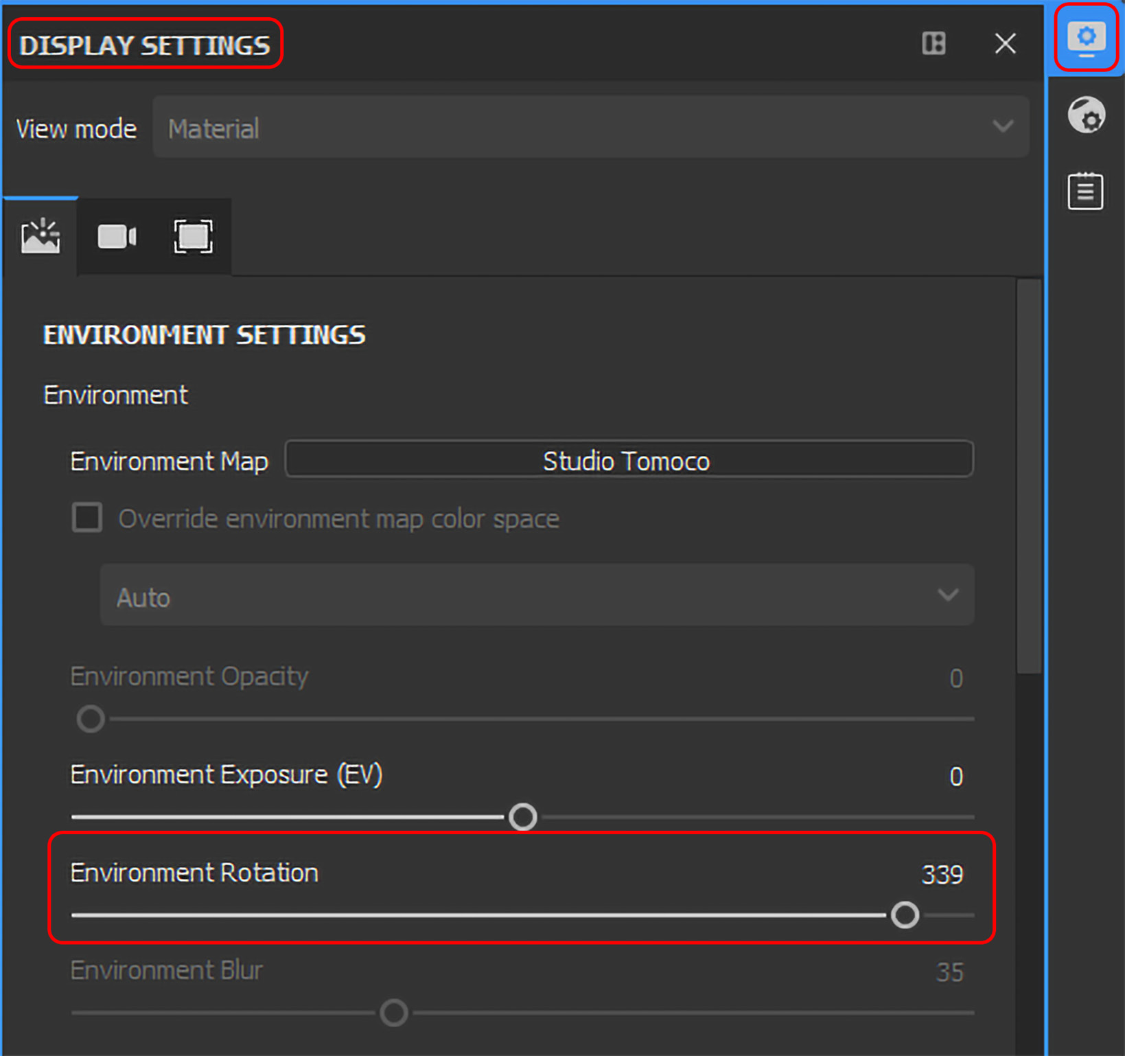 Figure 6.59 – Rotating the environment to change the light settings
