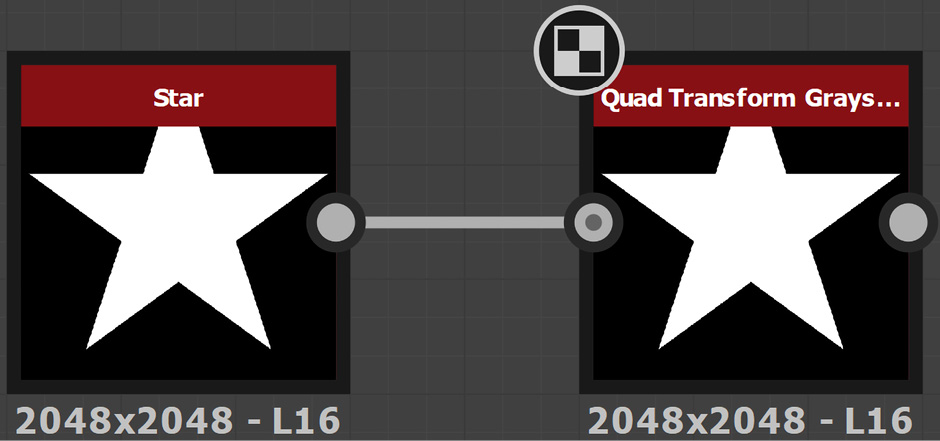 Figure 8.33 – Adding the Star and Quad Transform Grayscale nodes
