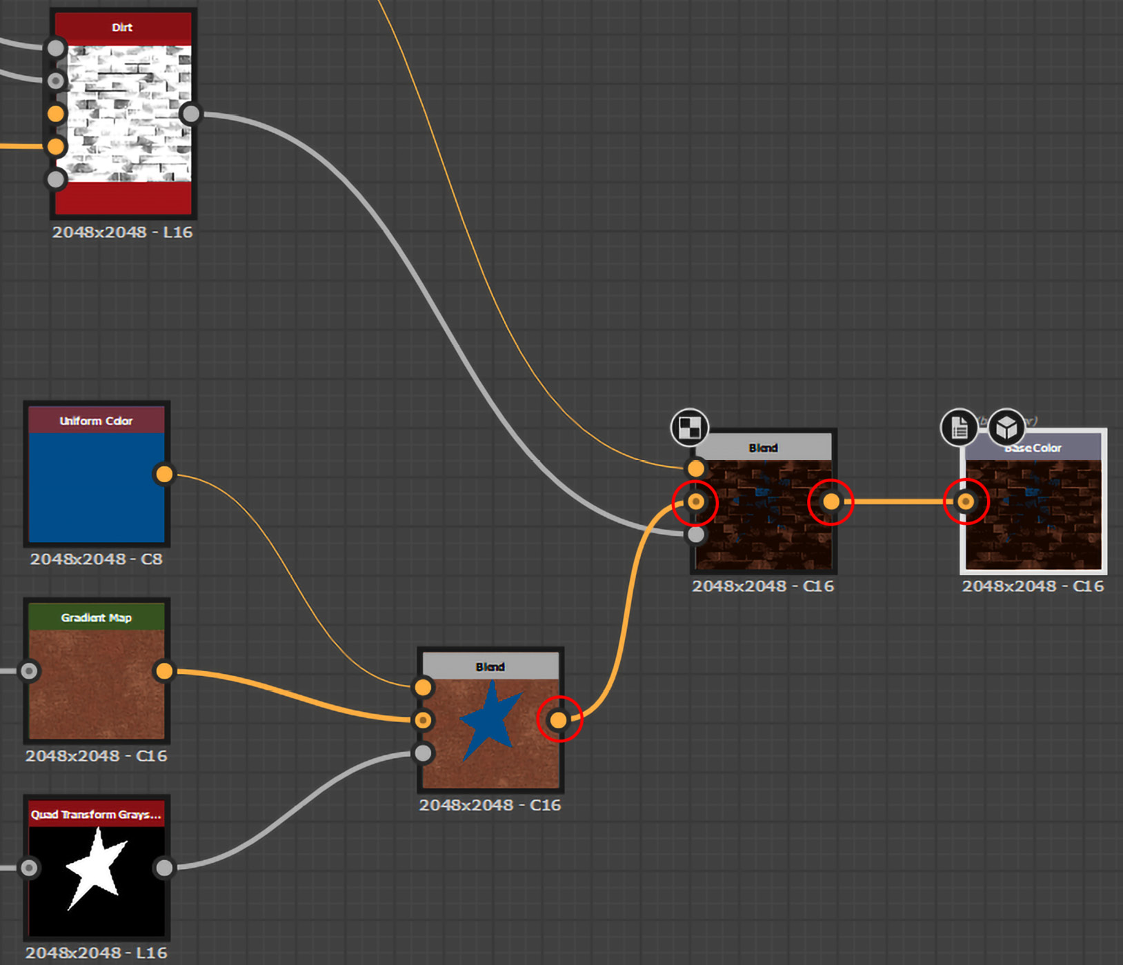 Figure 8.53 – Connecting the old and new Blend nodes to Base Color
