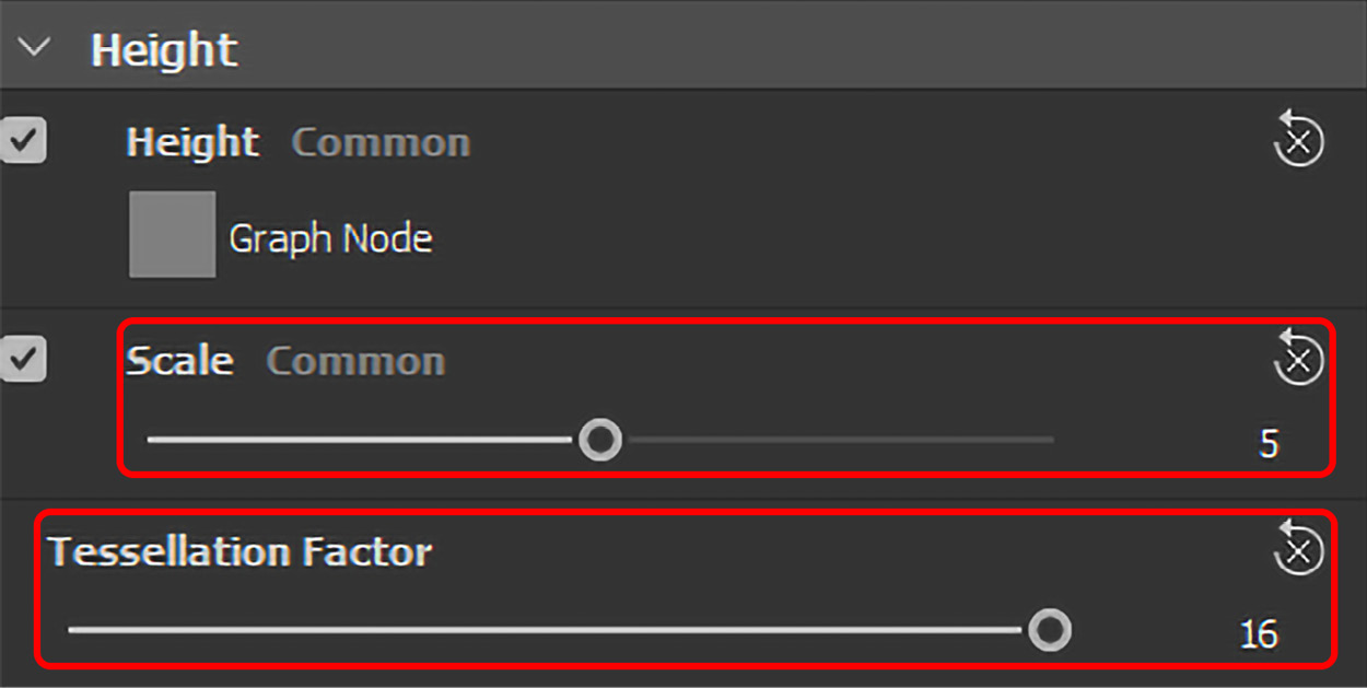 Figure 8.61 – Adjusting the material height settings from the PROPERTIES window
