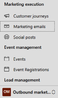 Figure 5.2 – Marketing emails under Marketing execution in Outbound marketing
