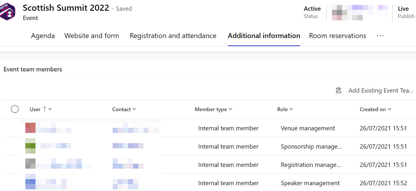 Figure 8.15 – Additional information – Event team members
