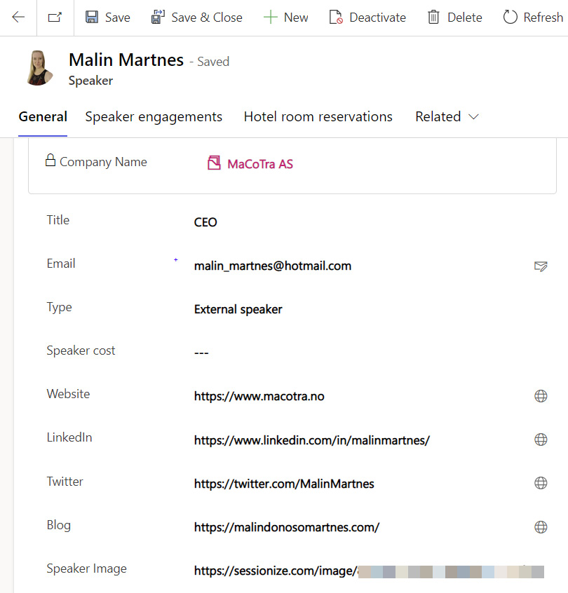 Figure 8.16 – Speaker record
