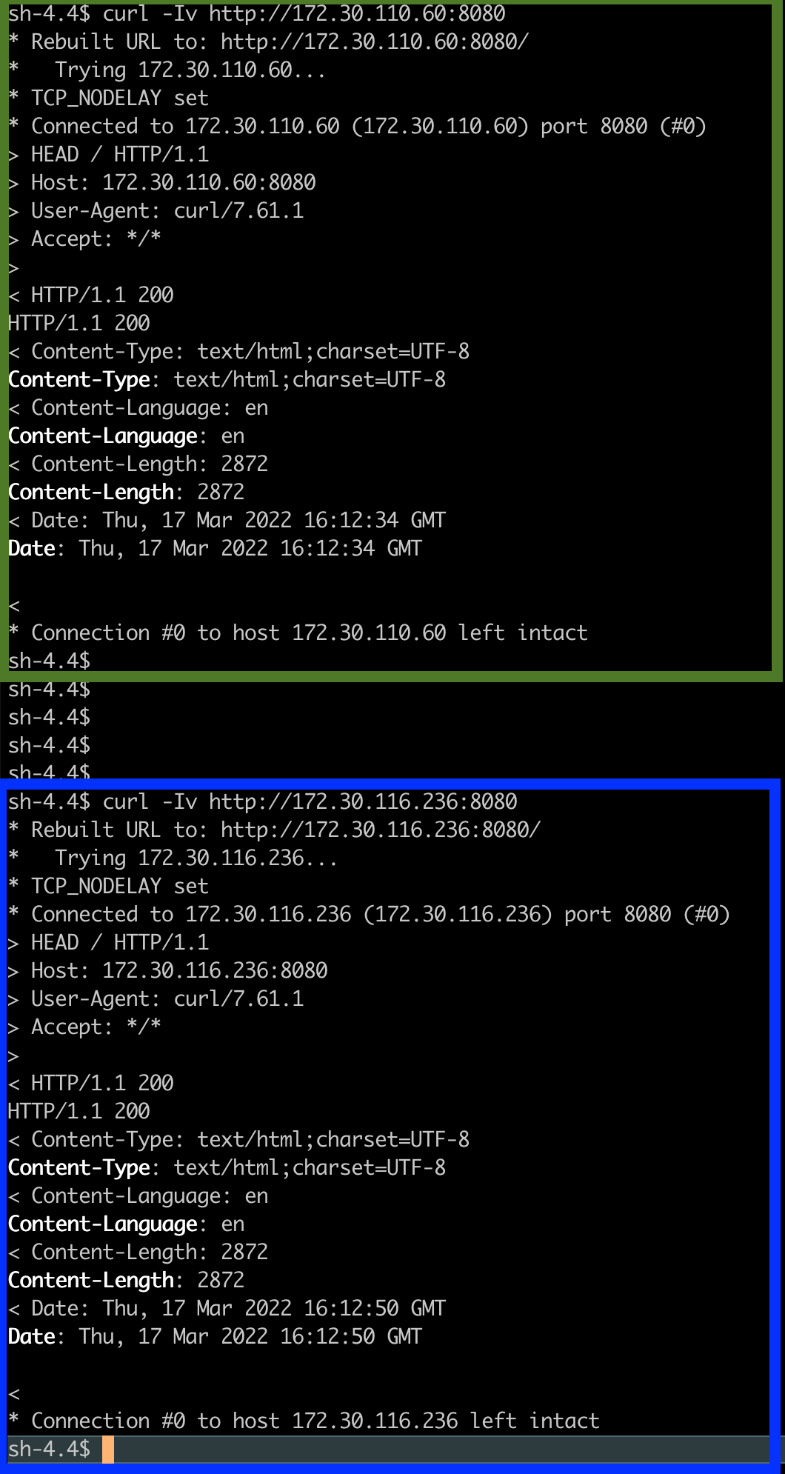 Figure 7.7 – Testing connectivity between two namespaces
