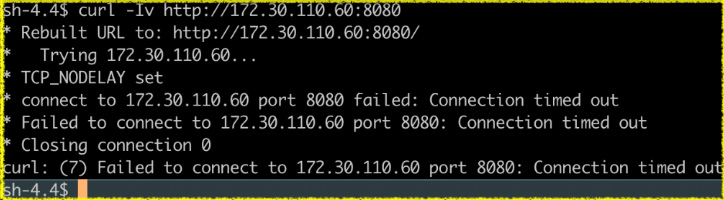 Figure 7.14 – Testing non-labeled namespace denying traffic
