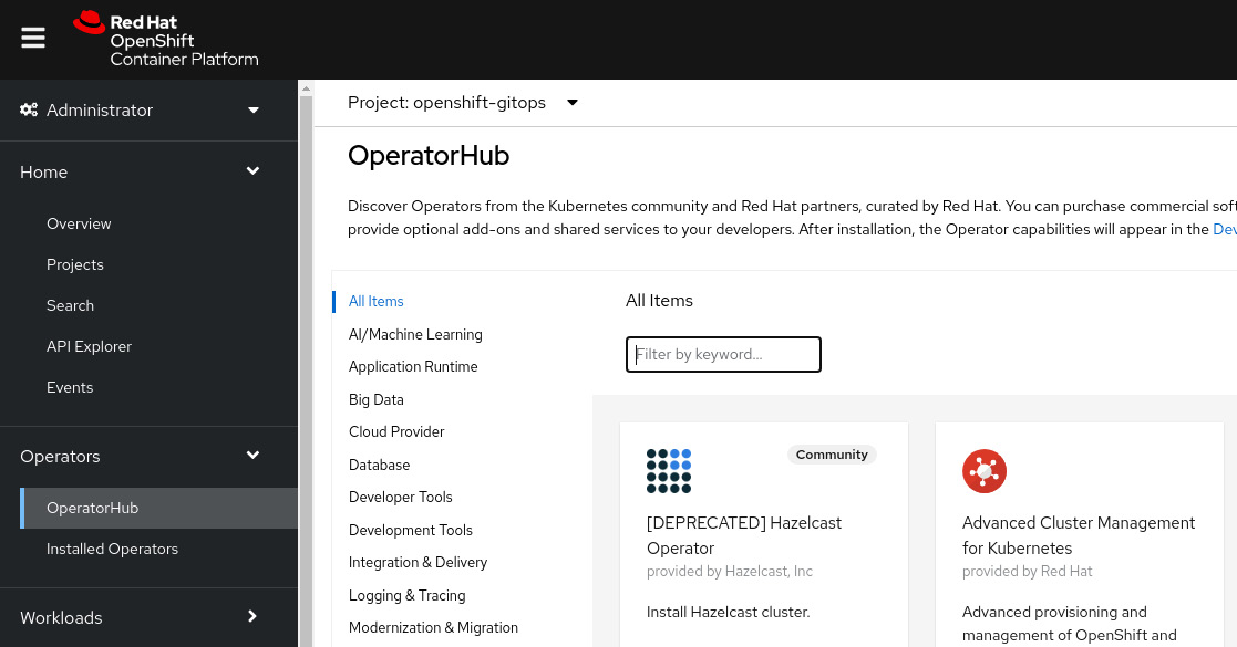 Figure 9.2 – OperatorHub
