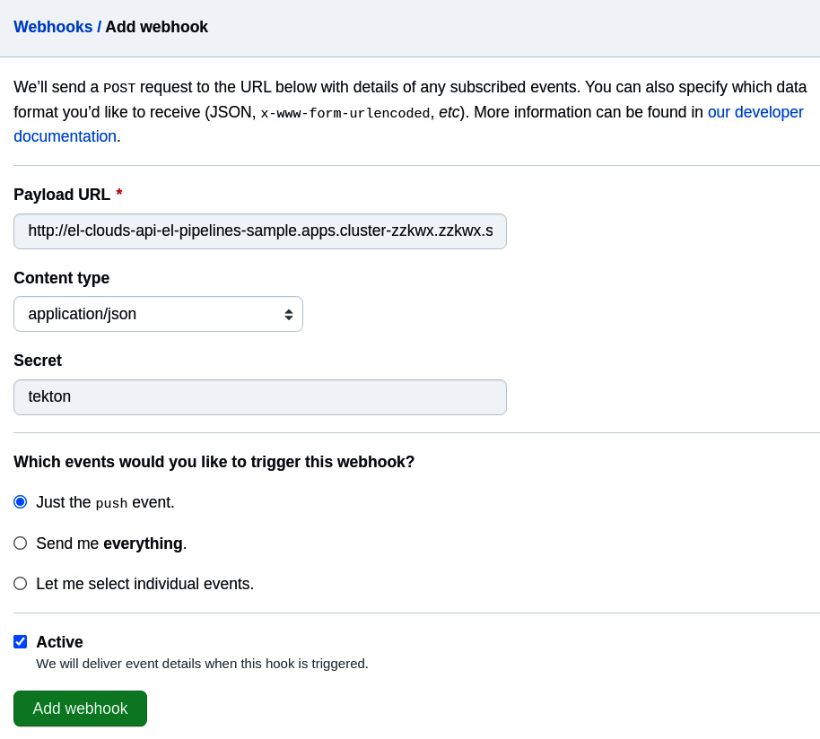 Figure 9.13 – Adding a webhook on GitHub
