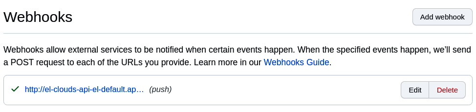 Figure 9.14 – Webhook added

