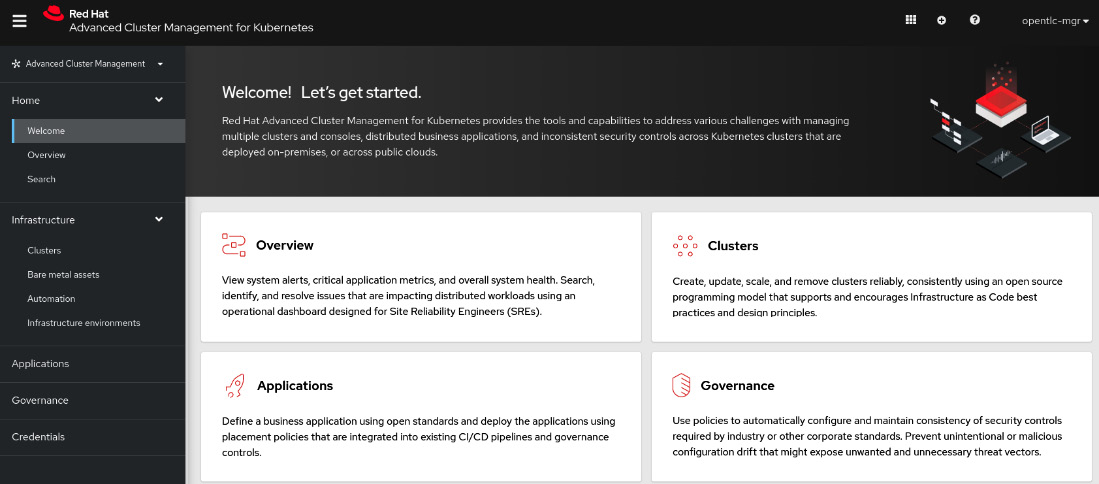 Figure 11.12 – Red Hat ACM initial page
