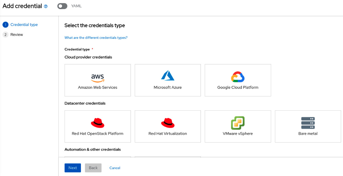 Figure 11.14 – Selecting the credential type
