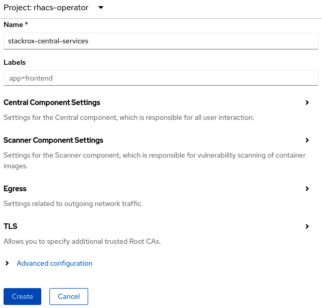 Figure 12.7 – Create ACS Central
