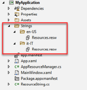 Figure 3.5 – An application that supports localization in English and Italian
