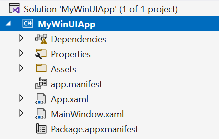 Figure 1.6 – A new solution for a packaged app that uses the Windows App SDK and WinUI 3
