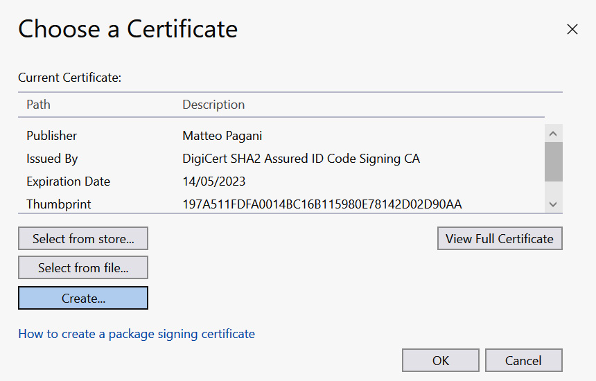 Figure 11.7 – Choosing a certificate
