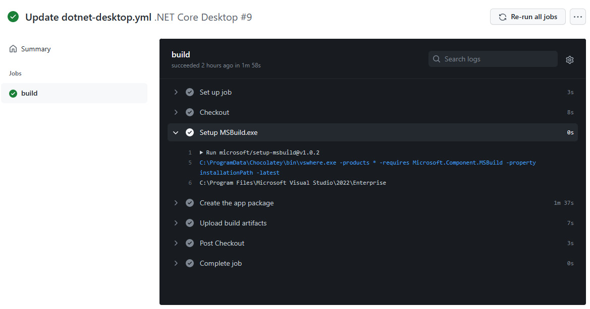 Figure 12.3 – The execution of a workflow on GitHub
