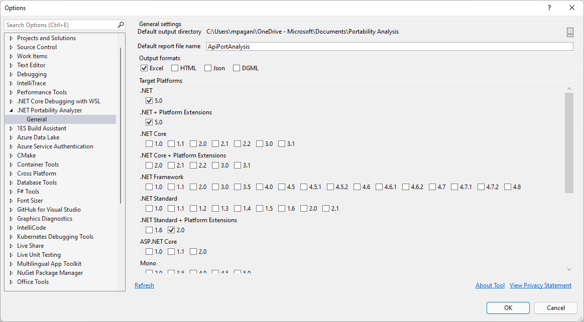 Figure 7.2 – The Portability Analyzer configuration window
