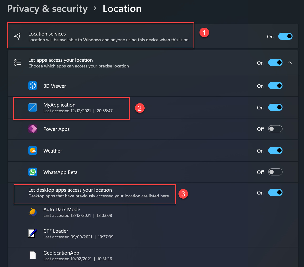 Figure 8.2 – The location services configuration included in Windows 11
