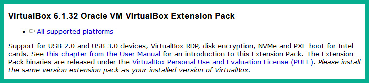 Figure 3.32 – Oracle VM VirtualBox Extension Pack
