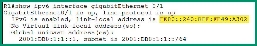 Figure 4.28 – EUI-64 address on a router
