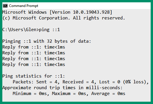 Figure 4.35– IPv6 loopback address
