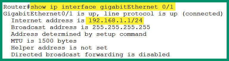 Figure 4.52 – Verifying the IPv4 address on an interface
