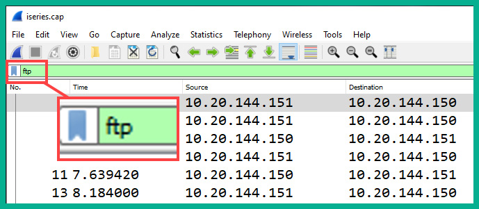 Figure 6.42 – Filtering FTP packets
