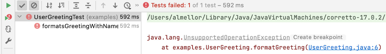 Figure 8.4 – Failure confirms method call