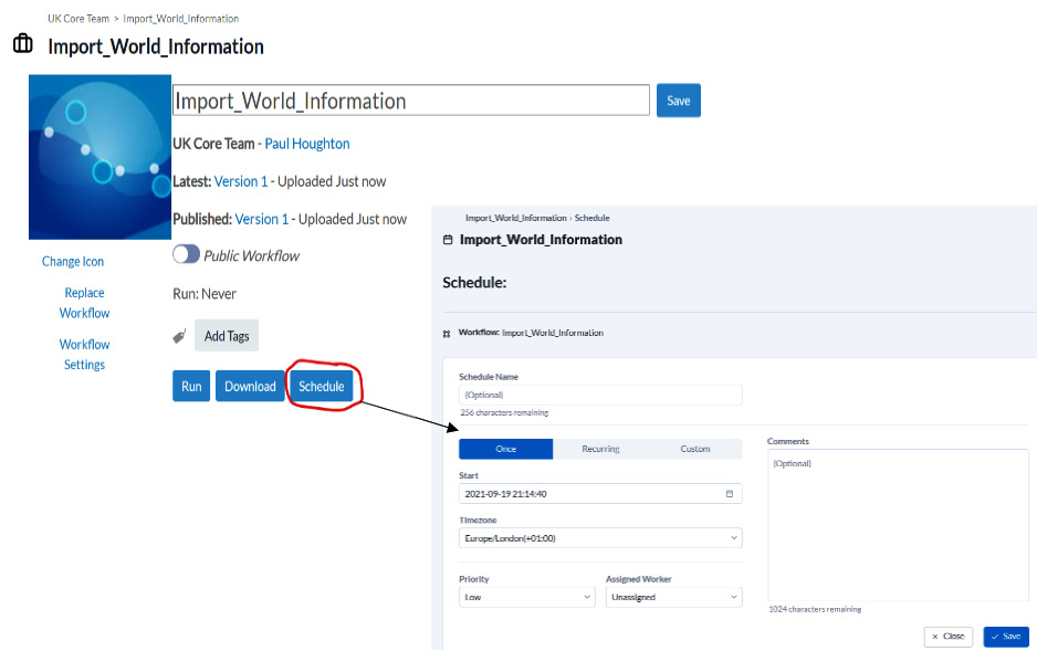 Figure 2.9 – Screen capture of the scheduling process
