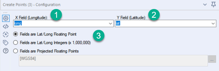 Figure 8.2 – Configuration of the Create Points tool
