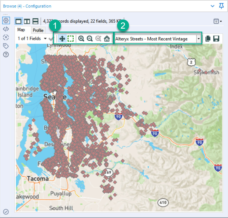 Figure 8.4 – Browse tool map tab for the spatial points created
