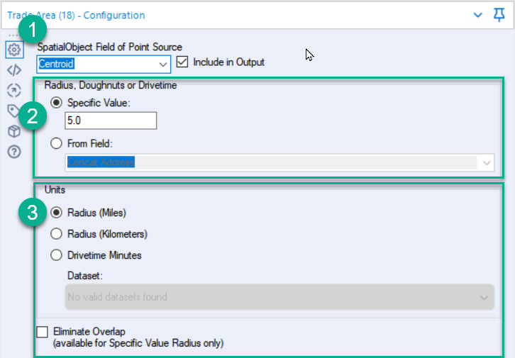 Figure 8.7 – Configuration of the Trade Area tool
