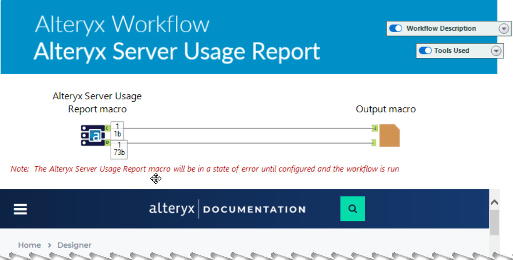 Figure 10.3 – The example workflow using the Alteryx Server Usage Report macro
