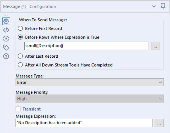 Figure 10.23 – The configuration of the message tool for the XML validation
