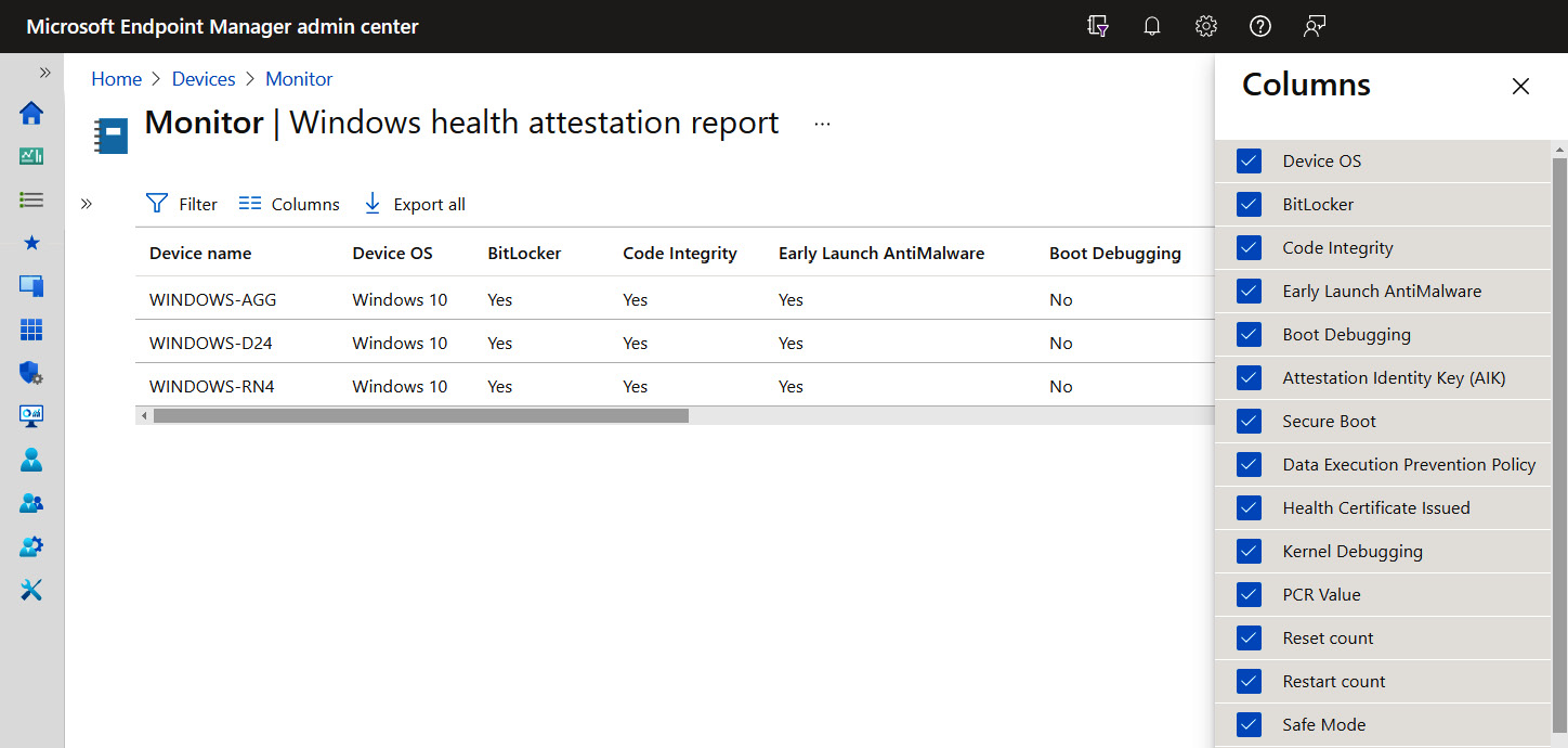 Figure 3.10 – Windows Health Attestation report from Microsoft Endpoint Manager
