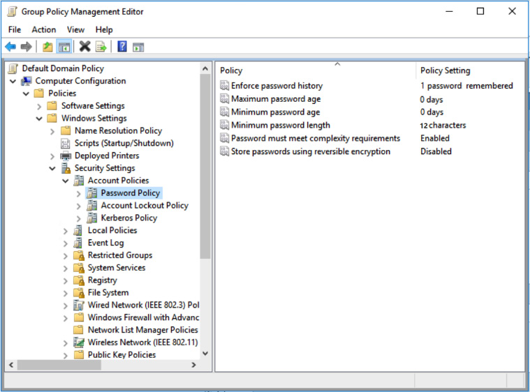 Figure 5.11 – The default AD domain password policy
