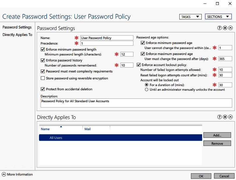 Figure 5.12 – The fine-grained password policy
