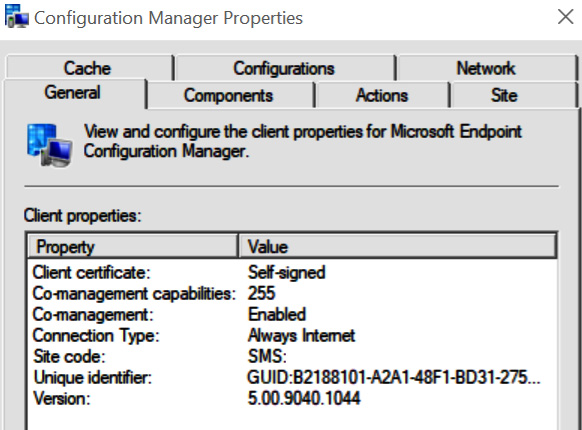 Figure 6.5 – Configuration Manager applet client properties
