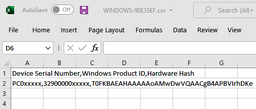 Figure 7.9 – Device hardware hash
