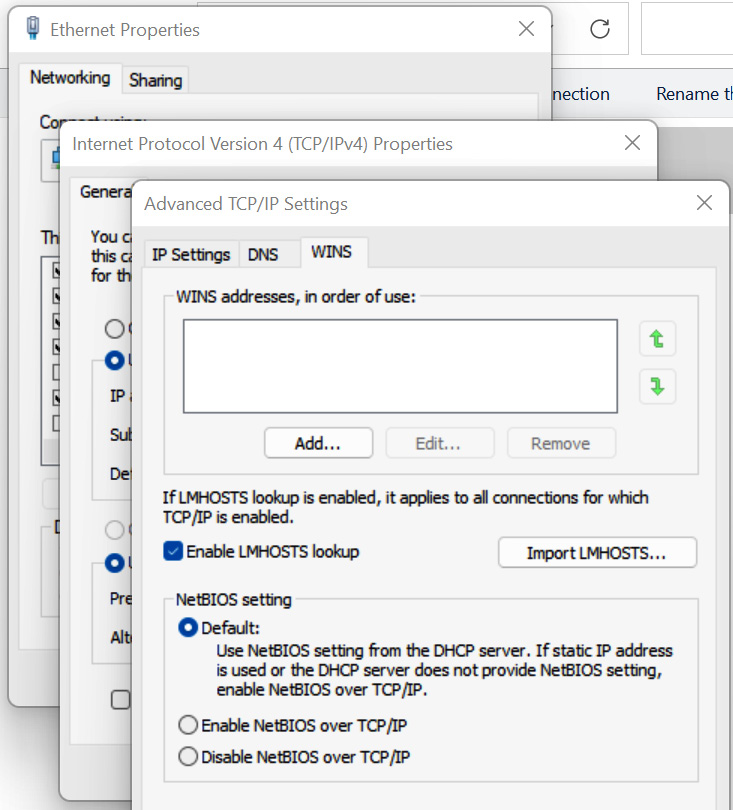 Figure 10.3 – NetBIOS is enabled by default on all adapters
