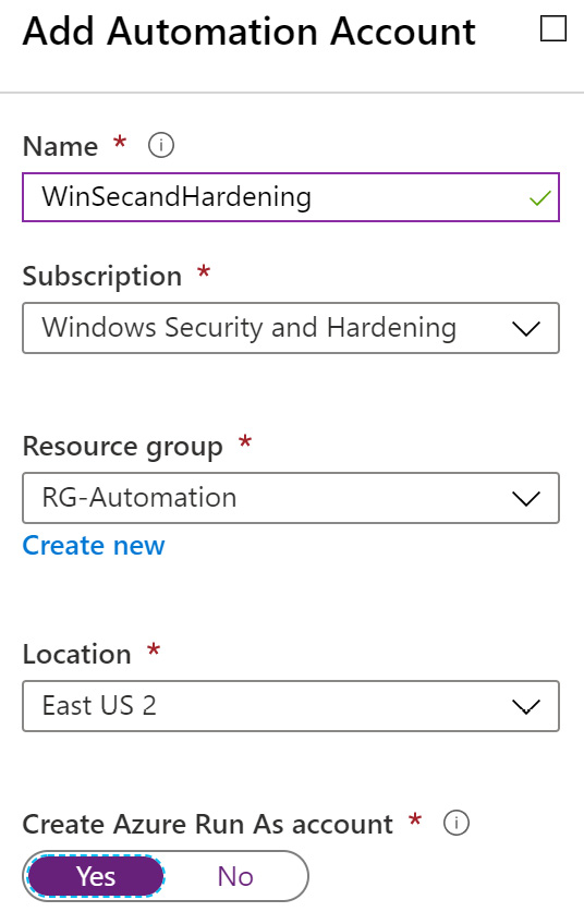 Figure 12.7 – Add Automation Account
