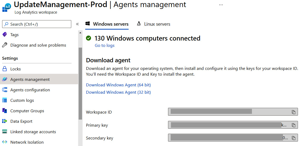 Figure 12.10 – Log Analytics – Download agent
