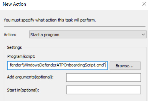 Figure 12.17 – Configuring a new action for a scheduled task
