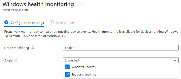 Figure 13.27 – Windows health monitoring profile
