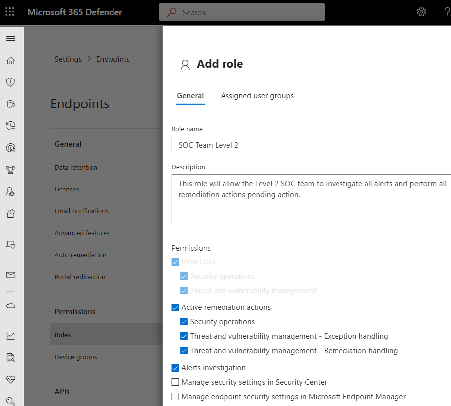 Figure 14.5 – Creating a role in MDE
