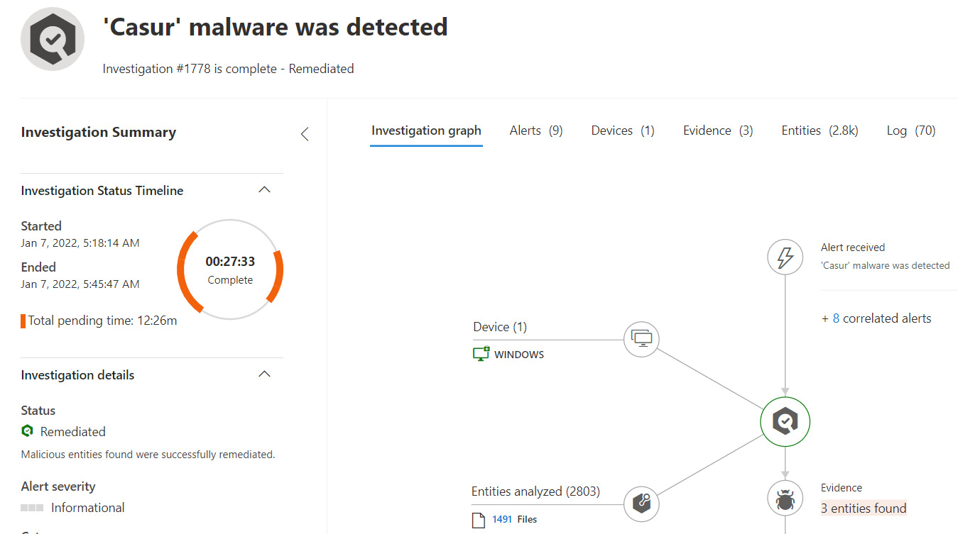 Figure 14.16 – Automated investigation summary
