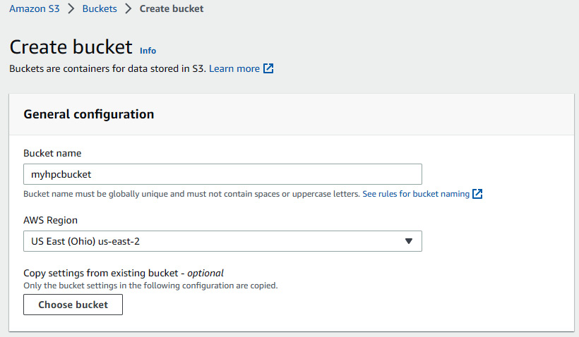 Figure 4.5 – Amazon S3 bucket creation