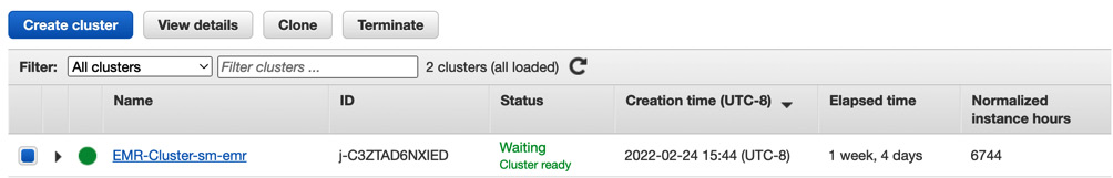 Figure 5.11 – List EMR cluster