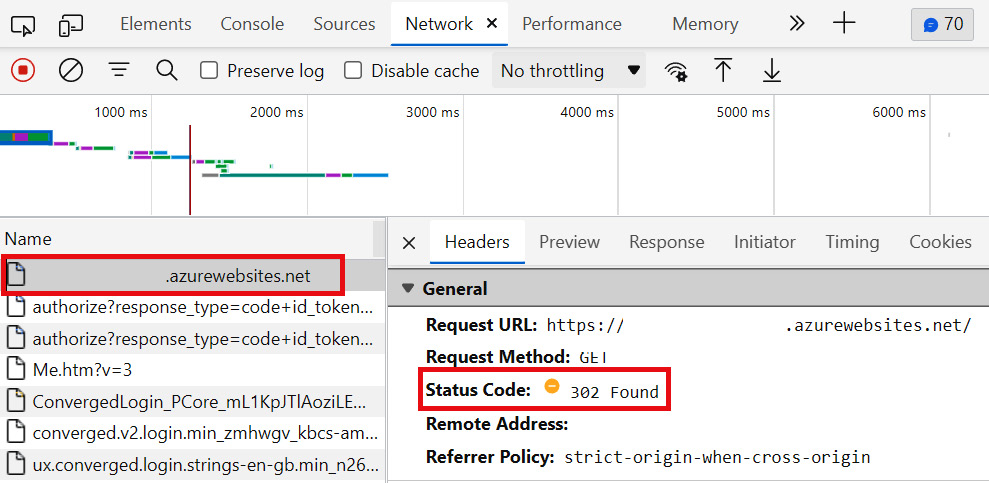 Figure 3.10 – In-browser developer tools showing a 302 status code
